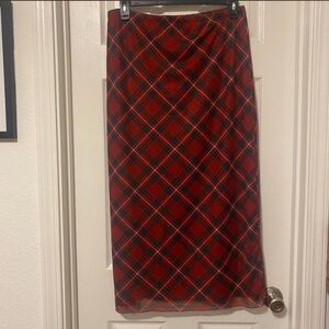 Mesh plaid midi skirt